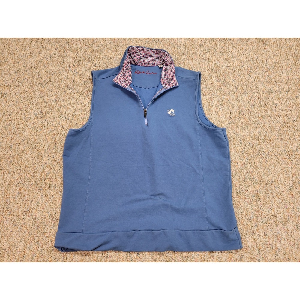 Robert Graham Vest‎ Mens Large Blue Half Zip Golf Tech Performance Nemacolin